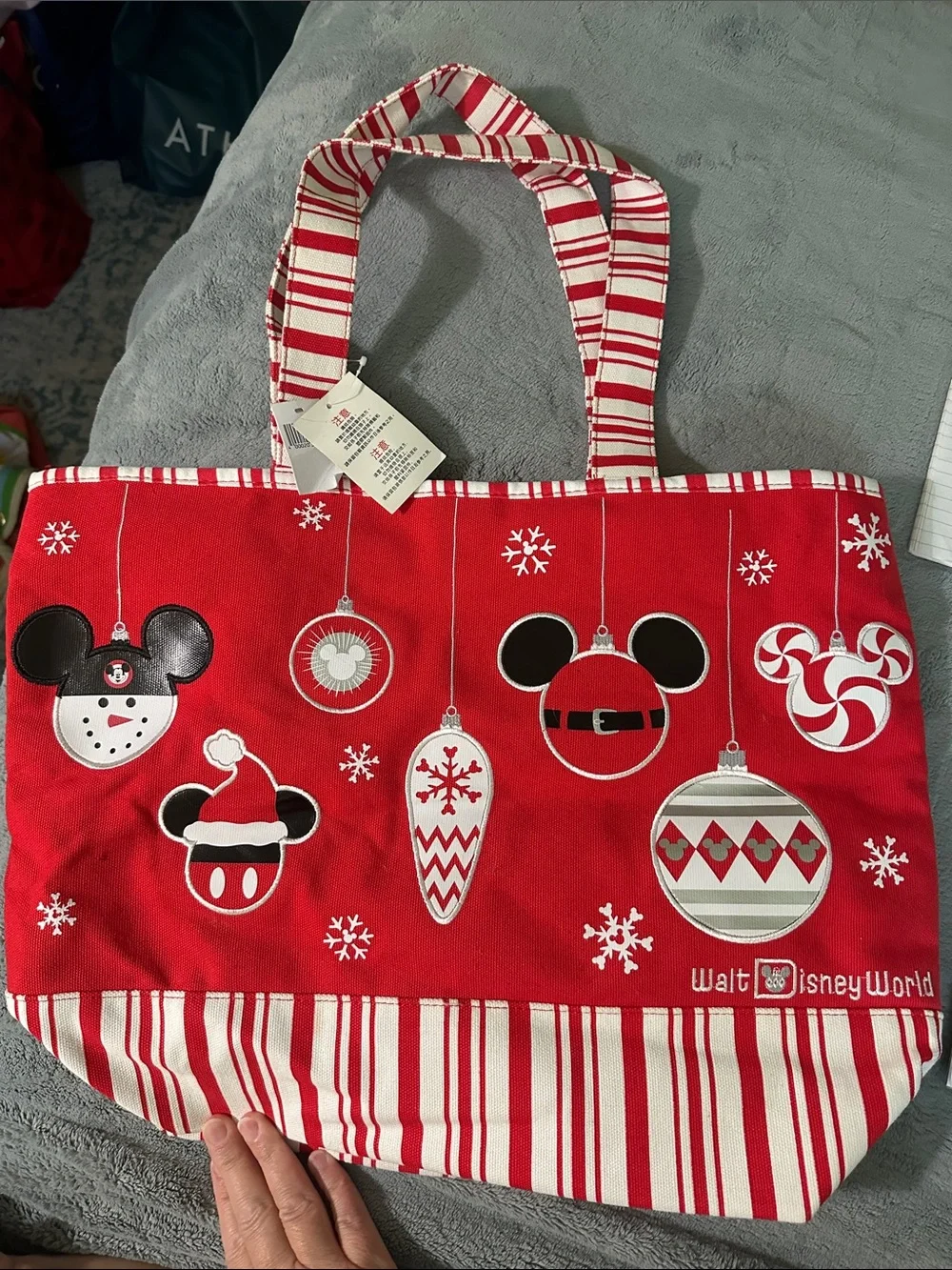 Disney Red Mickey Ornament Holiday Tote